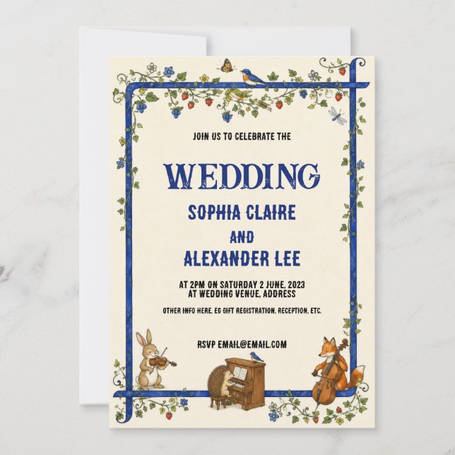 Whimsical Mediaeval Animals Wedding Invitation (Front)
