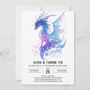Whimsical Mediaeval Dragon Birthday Invitation