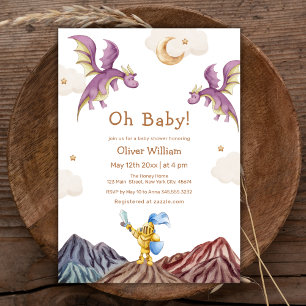 Whimsical Mediaeval Fairytale Dragon Baby Shower   Invitation