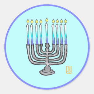Whimsical Menorah Classic Round Sticker