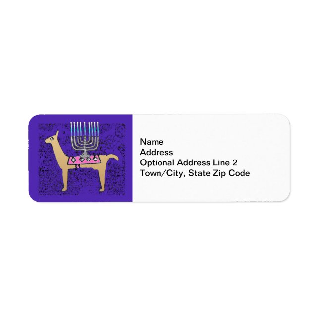 Whimsical Menorah Llama Return Address (Front)