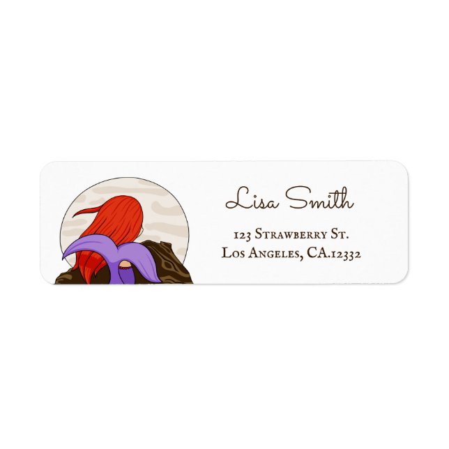 Whimsical Mermaid and Moon Return Address (Front)