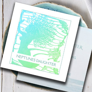 Whimsical Mermaid And Ocean Waves Square Business Card