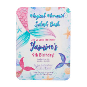 Whimsical Mermaid Birthday Invitation Keepsake Magnet
