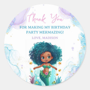 Whimsical Mermaid Birthday Party Classic Round Sticker