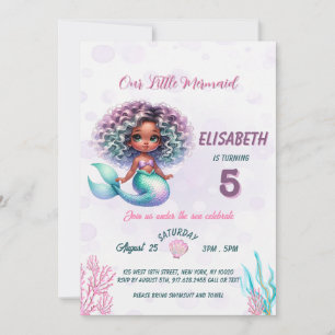 Whimsical Mermaid birthday party Invitation