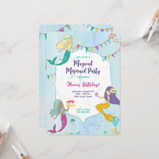 Whimsical Mermaid Birthday Party Invitation