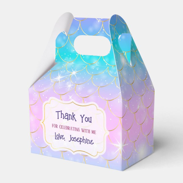 Whimsical Mermaid Birthday Party Thank you Favour Box (Front Side)