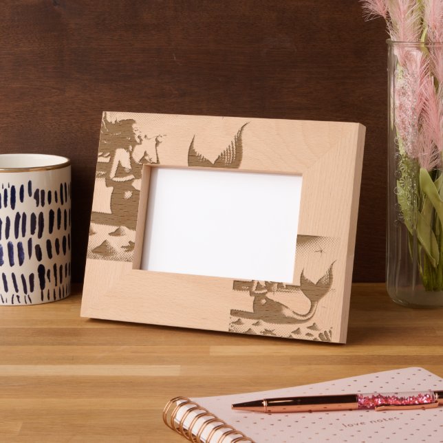 Whimsical Mermaid Enjoying Ice Cream Etched Frames (Left)
