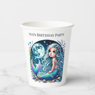 Whimsical Mermaid Girl Birthday Party Paper Cups