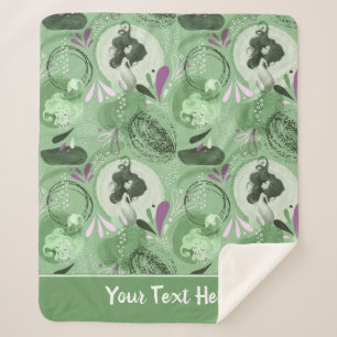Whimsical Mermaid Green Abstract Sherpa Blanket