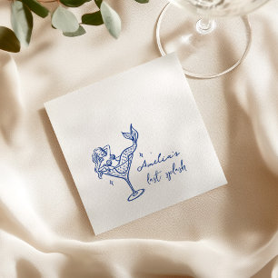 Whimsical Mermaid Martini Glass Bachelorette Napkin