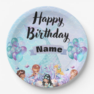 Whimsical Mermaid Party Decor – Blue & Purple Paper Plate