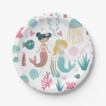 Whimsical Mermaid / Party Plates / Girls Party
