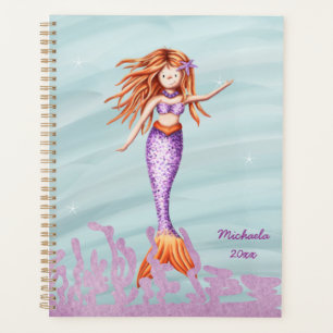 Whimsical Mermaid Purple Tail Under The Sea Girl Planner