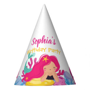  whimsical mermaid rainbow ocean birthday party  hat
