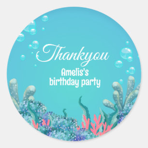 Whimsical Mermaid Under the Sea Birthday Classic Round Sticker