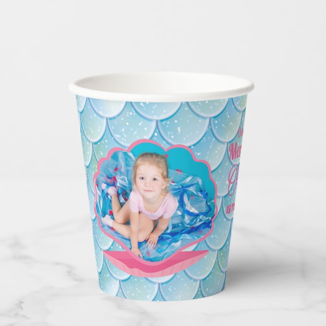 Whimsical Mermaid Under the Sea Birthday Paper Cup (Front)