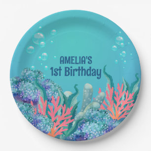 Whimsical Mermaid Under the Sea Birthday Paper Plate