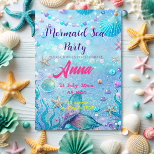 Whimsical Mermaid Under the Sea Birthday Party Invitation