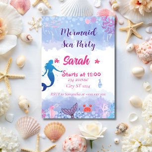 Whimsical mermaid under the Sea  Invitation
