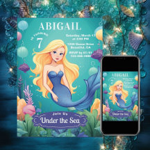 Whimsical Mermaid Under the Sea Ocean Birthday