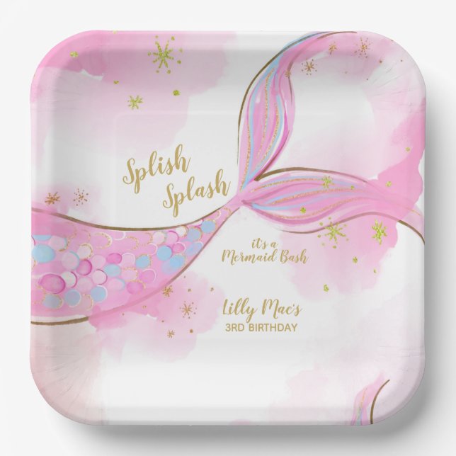 Whimsical Mermaid Under The Sea Paper Plate (Front)