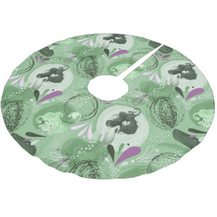 Whimsical Mermaids Green Abstract Brushed Polyester Tree Skirt