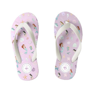 Whimsical Mermaids Monogram Kid's Flip Flops