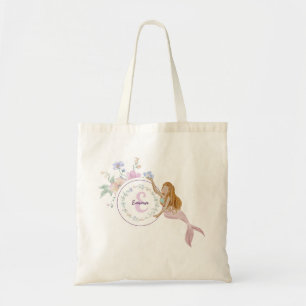 Whimsical Mermaids Monogram Tote Bag