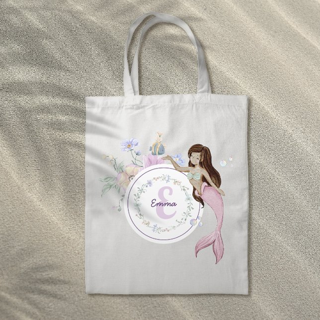 Whimsical Mermaids Monogram Tote Bag (Creator Uploaded)