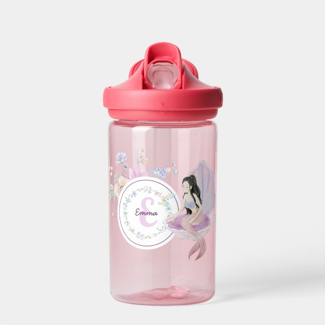 Whimsical Mermaids Monogram Water Bottle (Front)