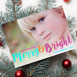 Whimsical Merry & Bright Christmas Holiday Photo Card