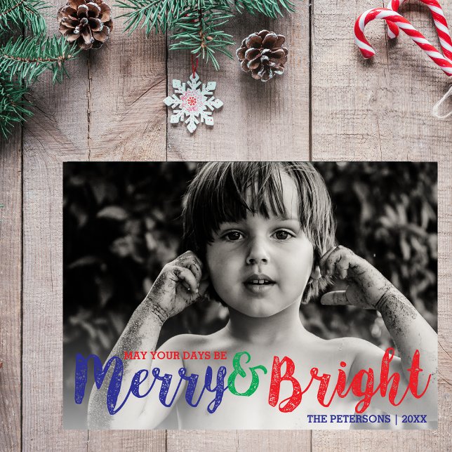 Whimsical Merry & Bright Christmas Holiday Photo Card (Creator Uploaded)