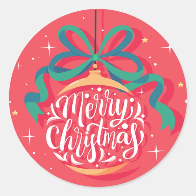 Whimsical Merry Christmas | Christmas Classic Round Sticker (Front)