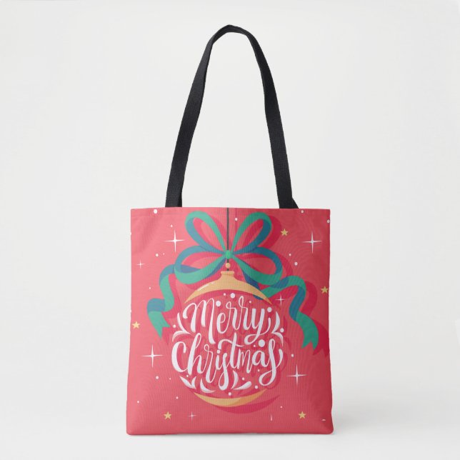 Whimsical Merry Christmas | Christmas Tote Bag (Front)