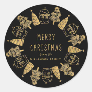 Whimsical Merry Christmas Custom Envelope Seal