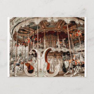 Whimsical Merry Go Round Paris France Postcard