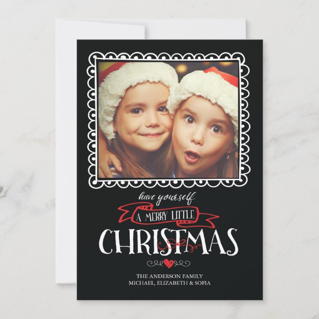 Whimsical Merry Little Christmas Photo Card (Front)