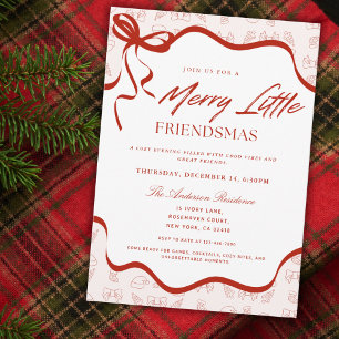 Whimsical Merry Little Friendsmas Christmas Party Invitation