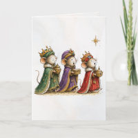 Whimsical Mice as Three Wise Men Greeting