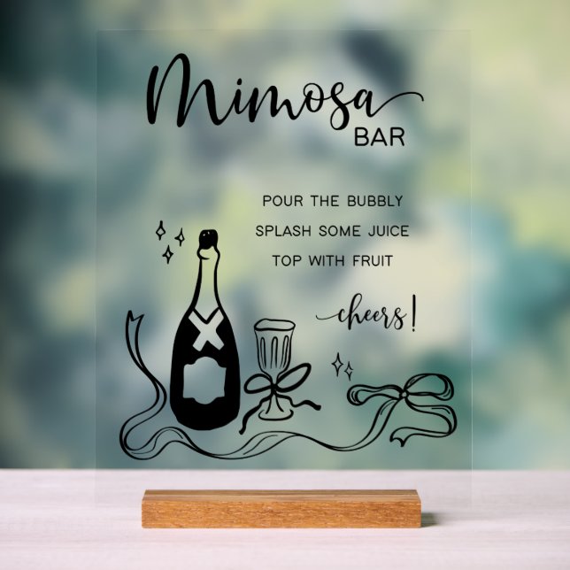 Whimsical Mimosa Bar Acrylic Sign (Neutral)