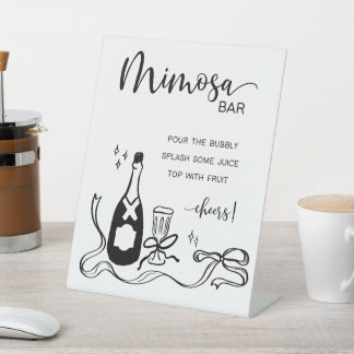 Whimsical Mimosa Bar Pedestal Sign