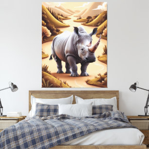 Whimsical Miniature Rhino Animal Hybrid Art Canvas Print