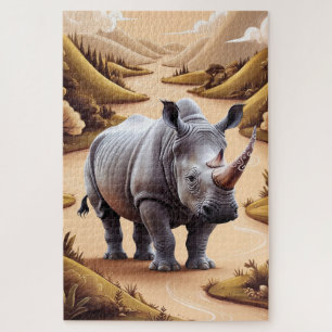 Whimsical Miniature Rhino Animal Hybrid Art Jigsaw Puzzle