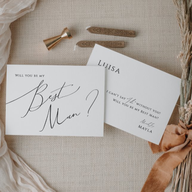 Whimsical Minimal Script Best Man Proposal Card (Creator Uploaded)