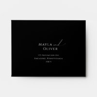 Whimsical Minimal Script Black Self Addressed RSVP