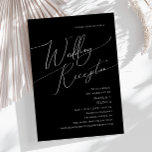 Whimsical Minimal Script | Black Wedding Reception Invitation<br><div class="desc">This whimsical minimal script | black wedding reception invitation is perfect for your classic simple black and white minimal modern boho reception. The design features elegant, delicate, and romantic handwritten calligraphy lettering with formal shabby chic typography. The look will go well with any wedding season: spring, summer, fall, or winter!...</div>