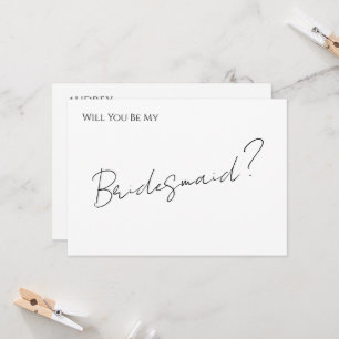 Whimsical Minimal Script Bridesmaid Proposal Card