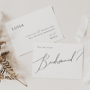 Whimsical Minimal Script Bridesmaid Proposal Card
